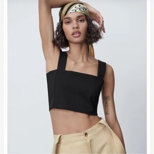 Express | Black Sleeveless Fitted Crop Tank Top